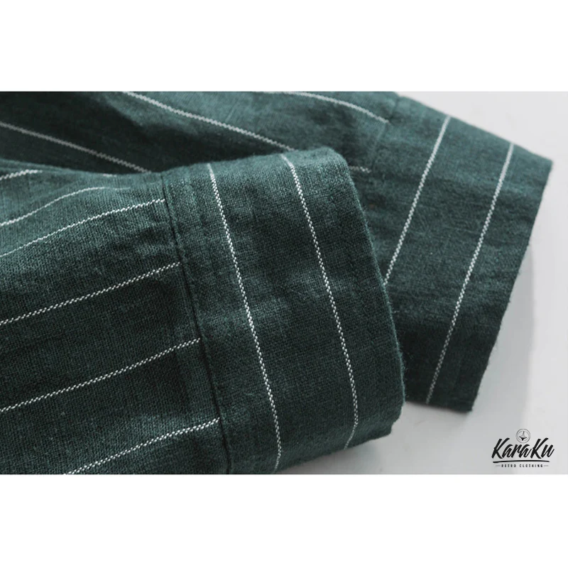 Business&Casual シングルストライプ綿麻シャツ - Image 13