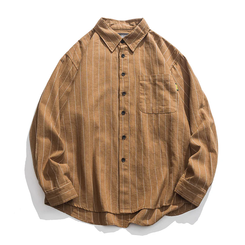 Business&Casual シングルストライプ綿麻シャツ - Image 2