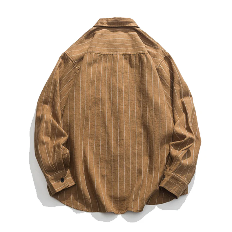 Business&Casual シングルストライプ綿麻シャツ - Image 4