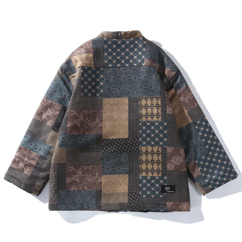 古布ボロパーチワーク風 裏キルト中綿入り半纏 - Image 2