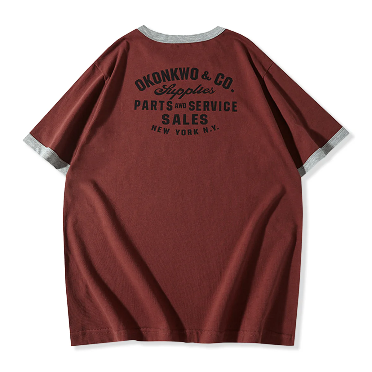 210gヘビーウェイト　手描き風バイクプリントリンガーTシャツ - Image 6