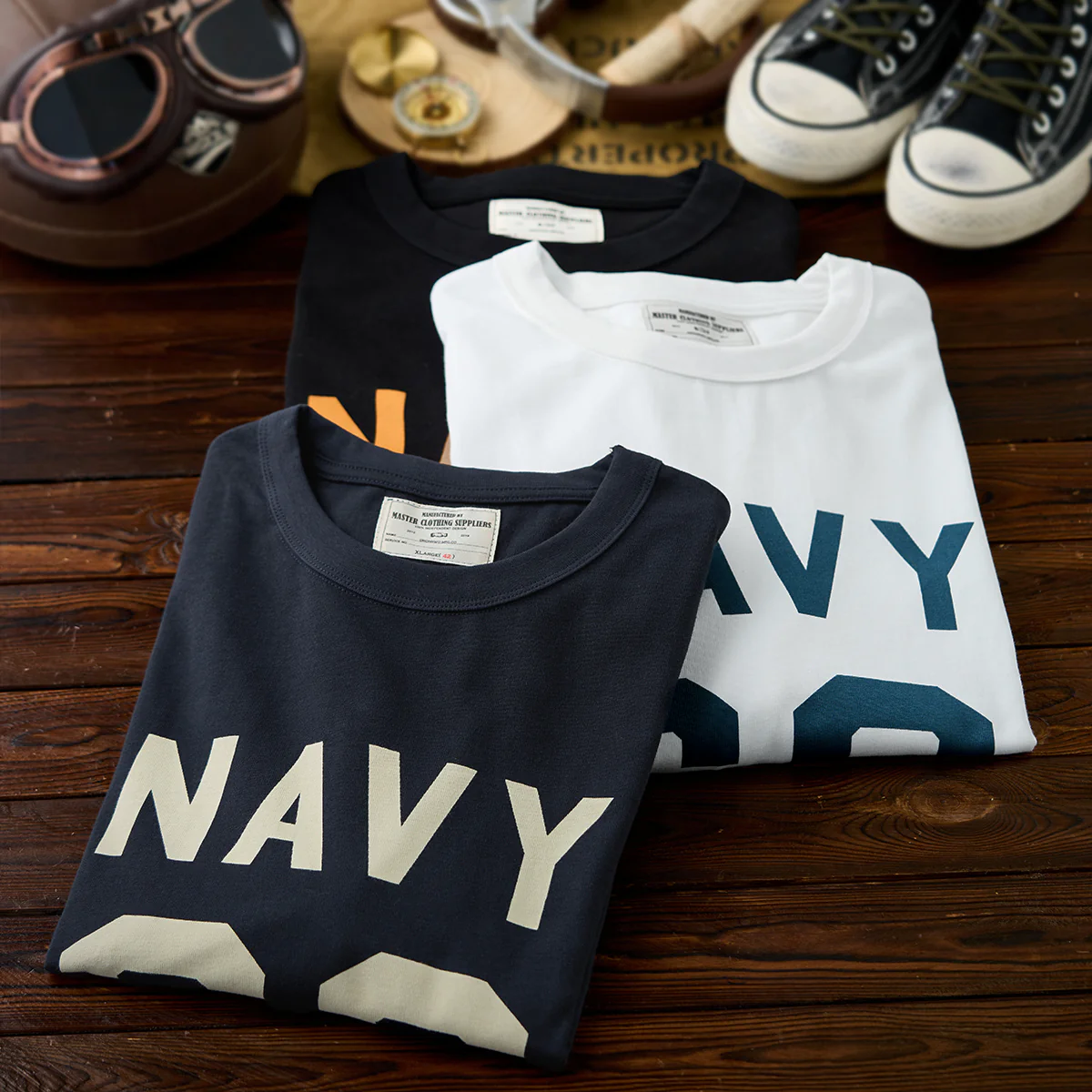 280gヘビーウェイト 「NAVY 68」プリントコットンロンT - Image 6