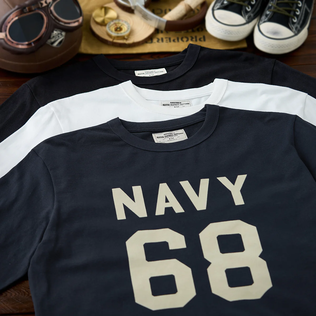 280gヘビーウェイト 「NAVY 68」プリントコットンロンT - Image 7