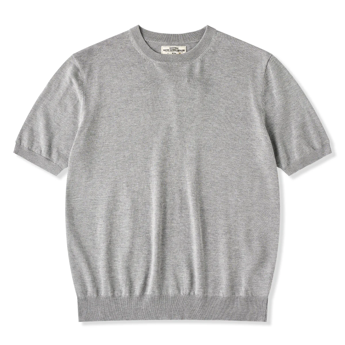 Clean Fit 四色展開 袖・襟・裾リブ入り極細畝ニットTee
