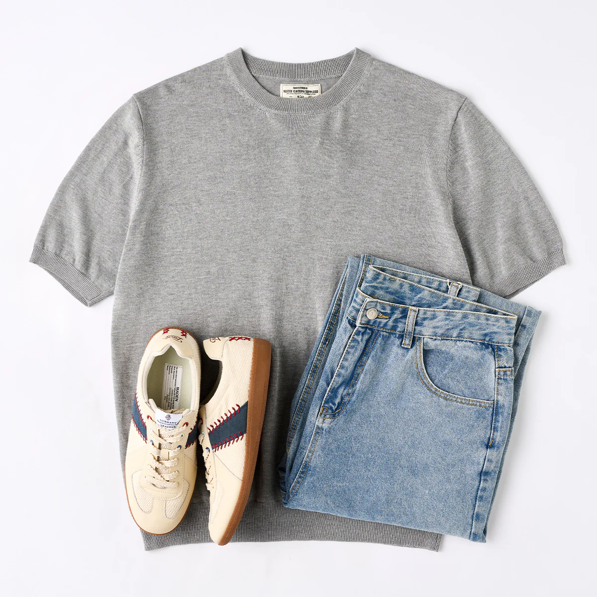 Clean Fit 四色展開 袖・襟・裾リブ入り極細畝ニットTee - Image 16