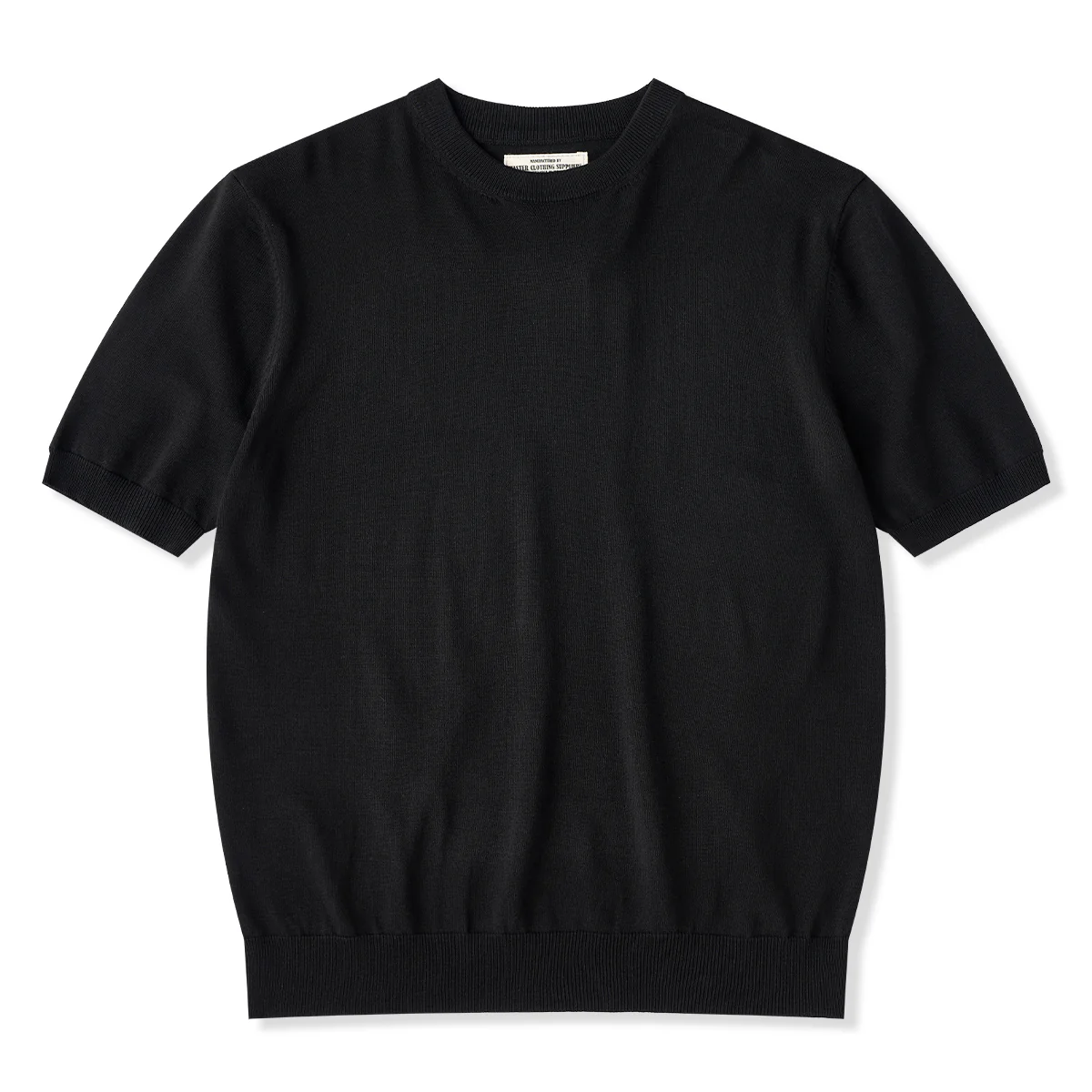 Clean Fit 四色展開 袖・襟・裾リブ入り極細畝ニットTee - Image 2