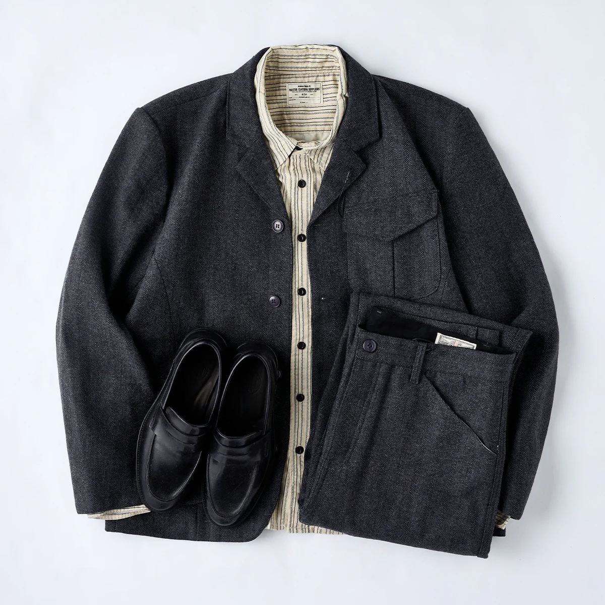 Business&Casual ウール混ヘリンボーンツイルスラックス - Image 17
