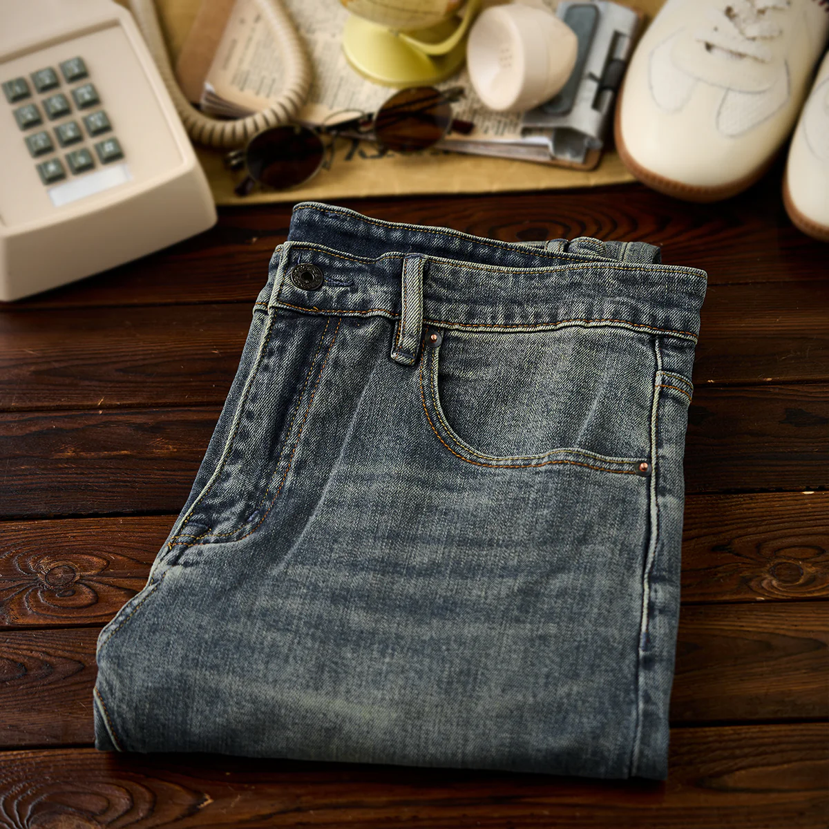 1970s　ウィスカー加工 ユーズド感デニムパンツ - Image 5