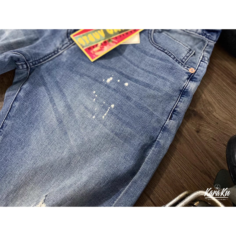 ペンキ＆ダメージ加工　ウォッシュド赤耳デニムパンツ　 - Image 7