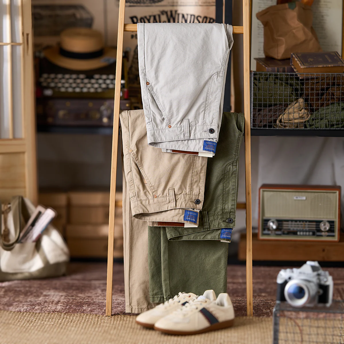 Business&Casual 三色展開ストレートコットンチノパン - Image 5