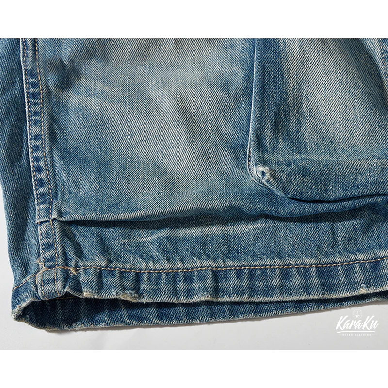 1970's　革バックル付けウォッシュ加工デニムショーツ　 - Image 12