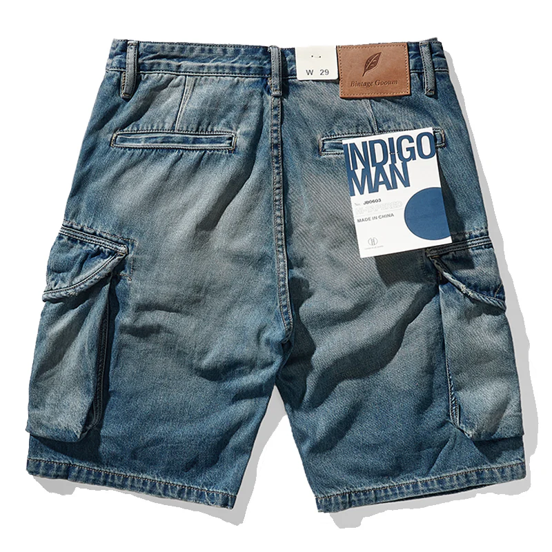 1970's　革バックル付けウォッシュ加工デニムショーツ　 - Image 2
