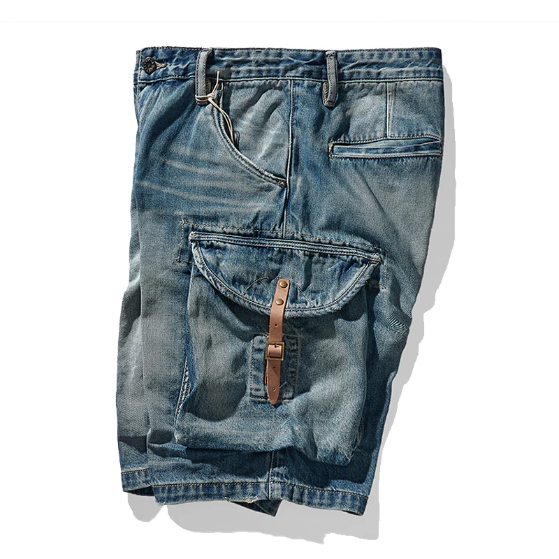 1970's　革バックル付けウォッシュ加工デニムショーツ　 - Image 3