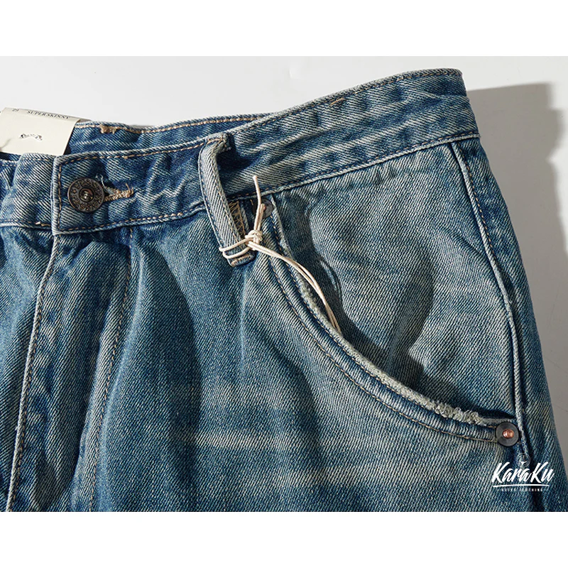 1970's　革バックル付けウォッシュ加工デニムショーツ　 - Image 9