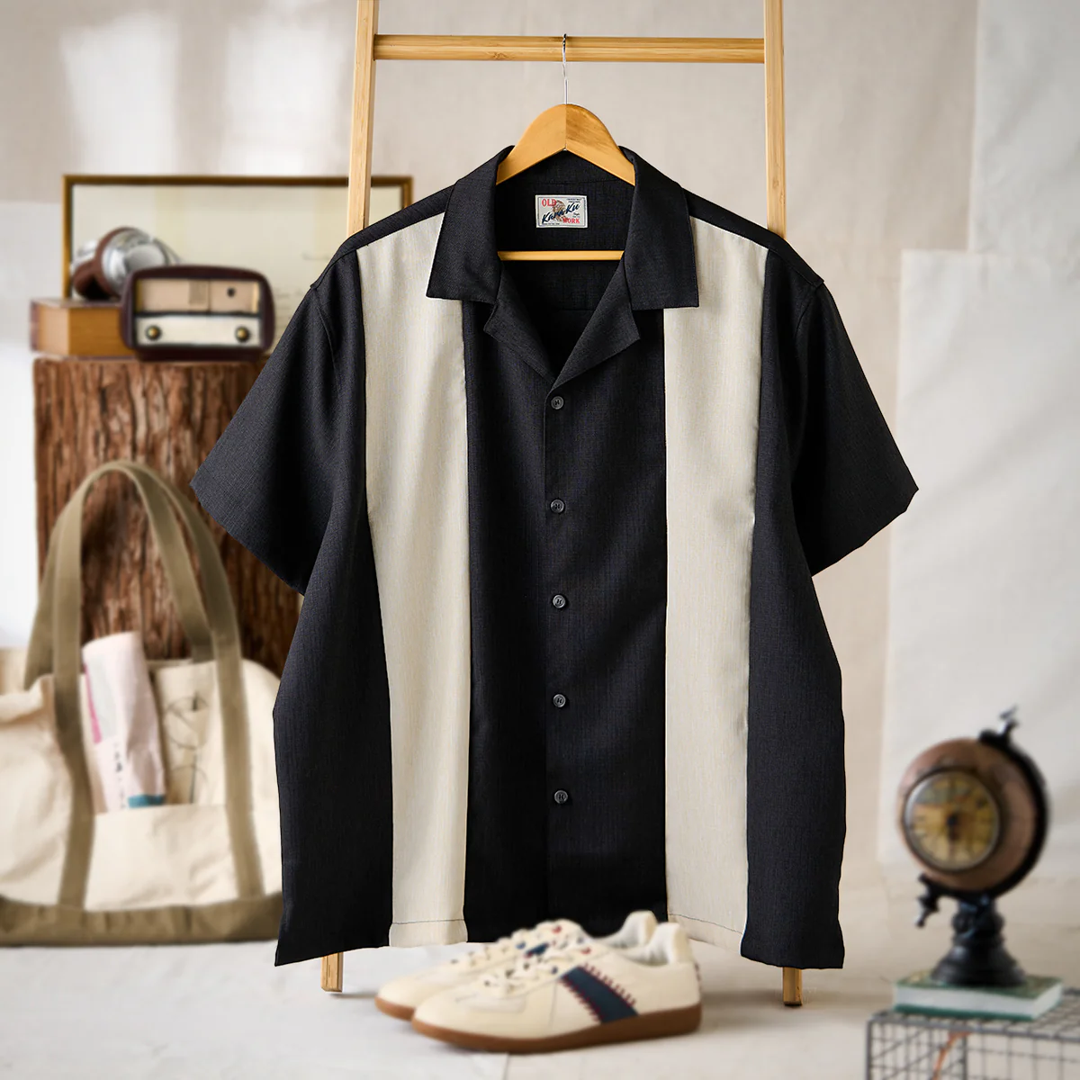 異素材コンビ キューバカラー半袖シャツ - Image 3