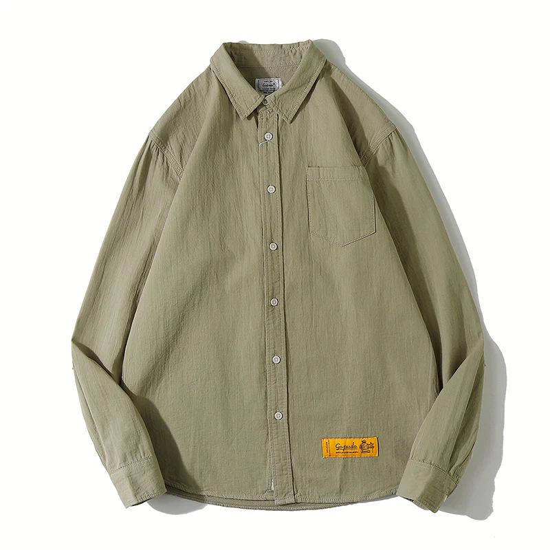 シワ加工　肘補強パッチコットンワークシャツ　 - Image 4