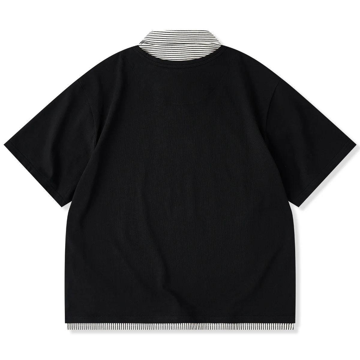 フェイクレイヤード仕様　ストライプ柄ポロシャツ＆VネックTシャツ - Image 2