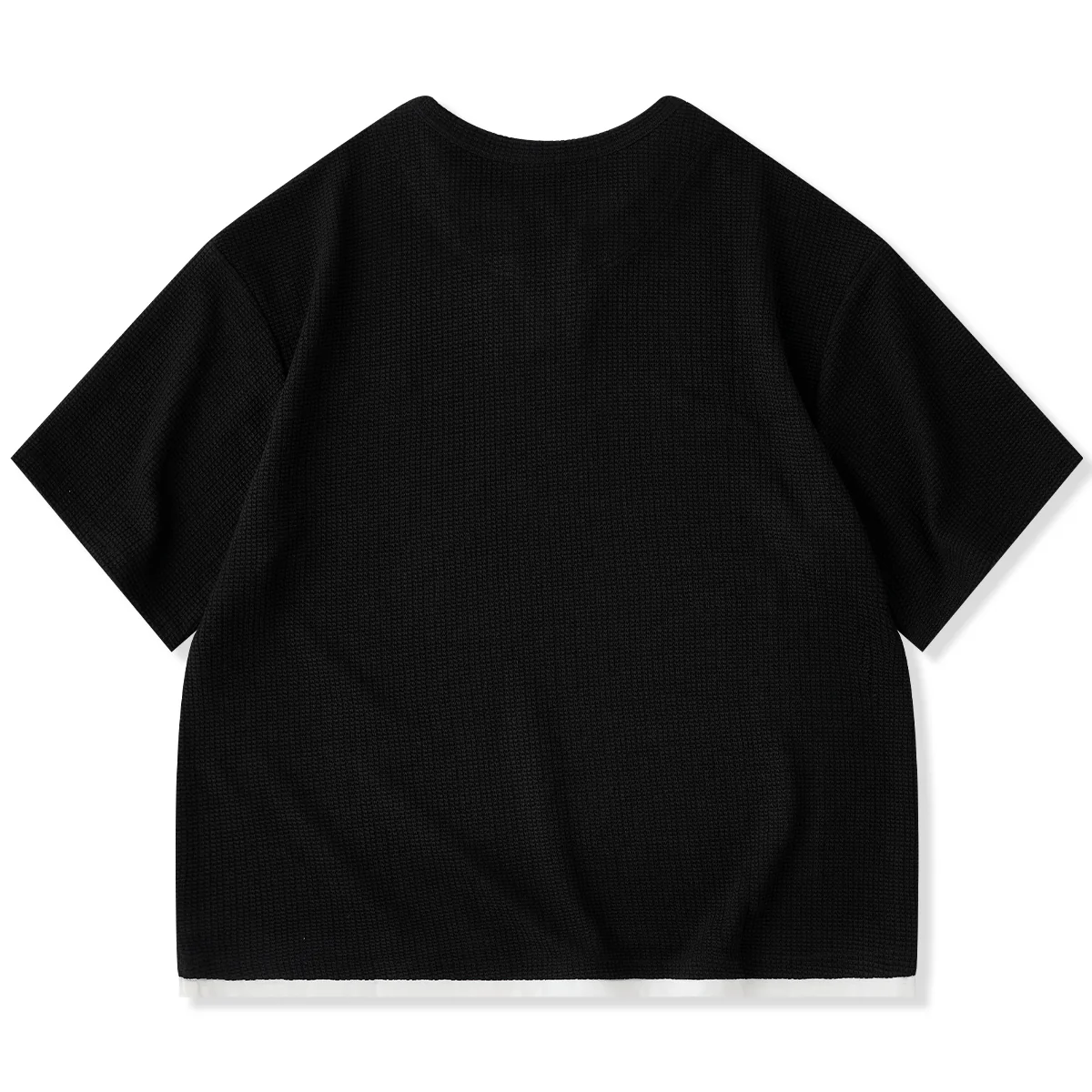 「KaraKu」ロゴ刺繍 フェイクレイヤードワッフルテクスチャTee - Image 2