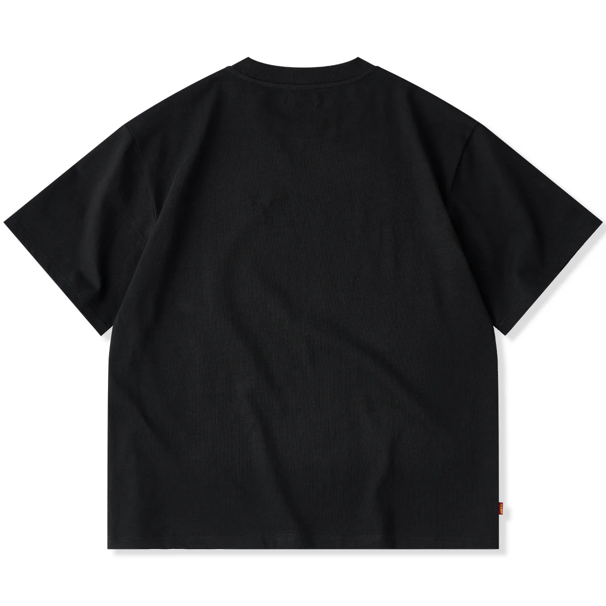 紅白ヒモ付きサイドジップ　オールブラックコットンベーシックTee - Image 2