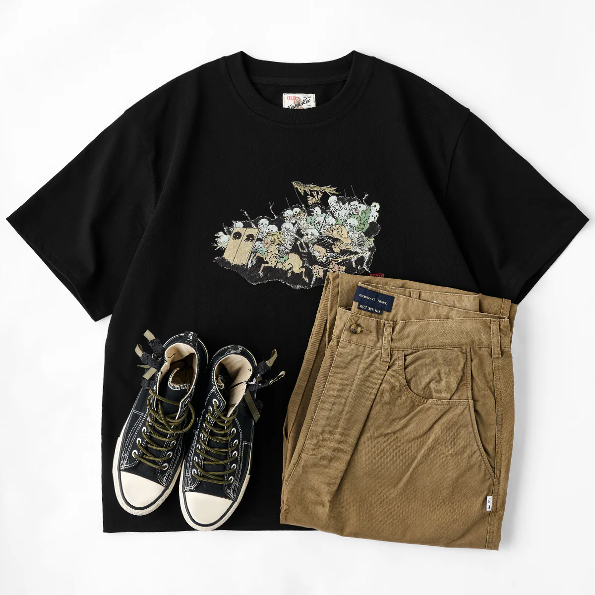 河鍋暁斎「暁斎百鬼画談・骸骨の軍団」浮世絵プリントコットンTee - Image 18