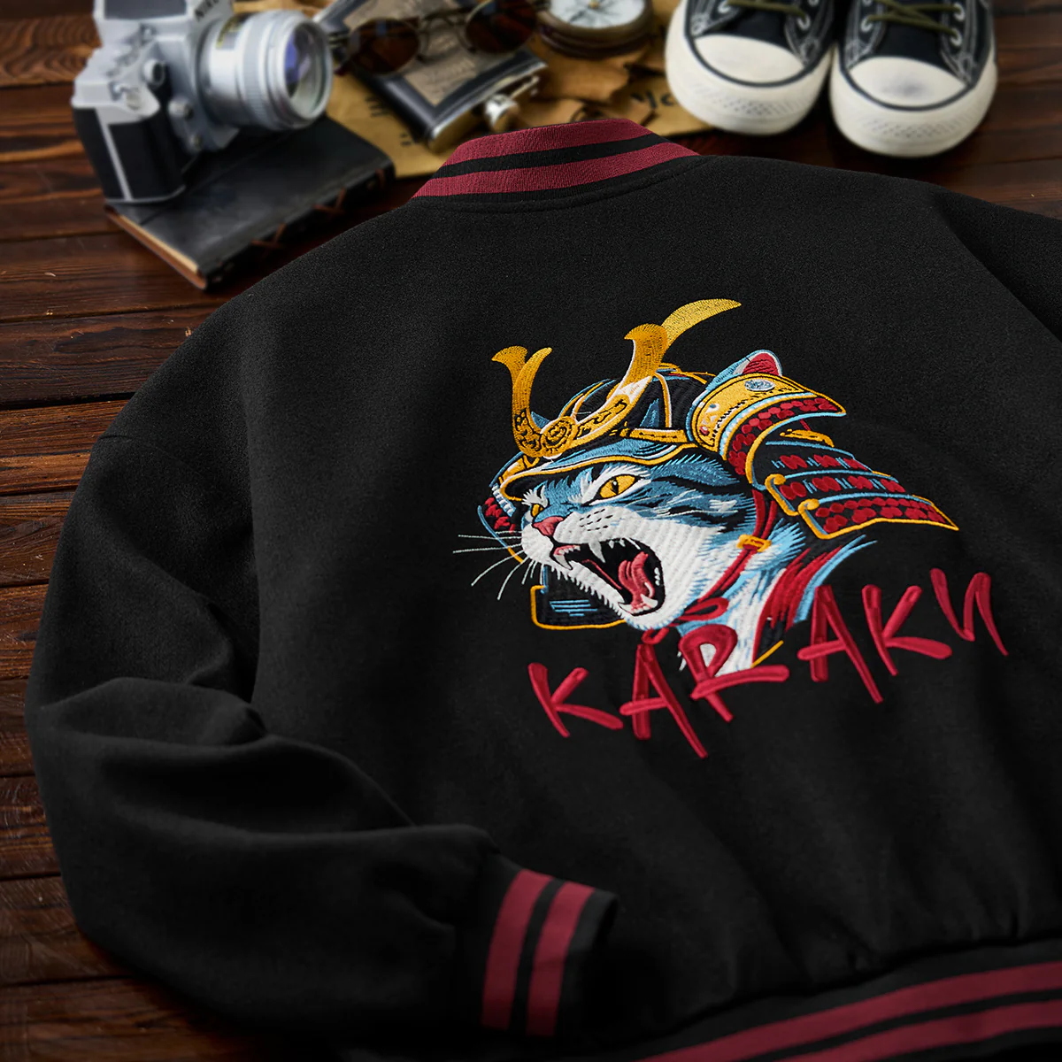 「烈吼ノ幕府将軍猫」刺繍&karaku刺繍入りスタジャン - Image 5