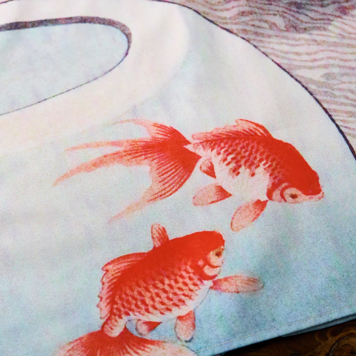 小原古邨「猫と金魚鉢の中で泳ぐ金魚たち」浮世絵風アロハシャツ - Image 17