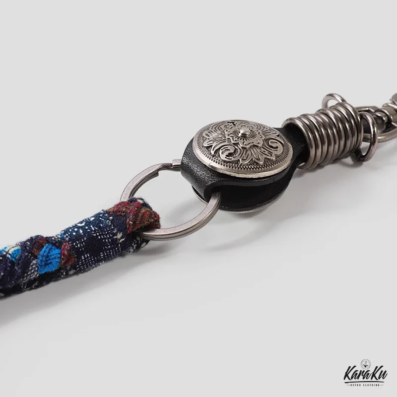 トップレザーⅹ藍染め綿麻タッセルコンビキーホルダー - Image 8