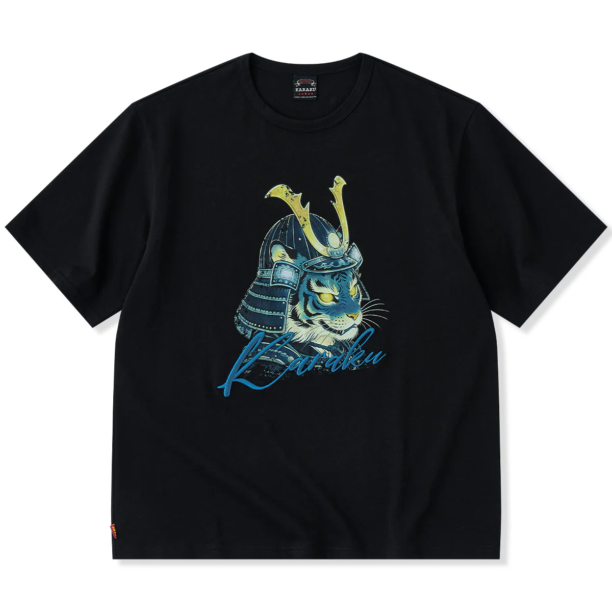 【予約】「光る目をした武将虎」プリント＆刺繍入りコットンTee