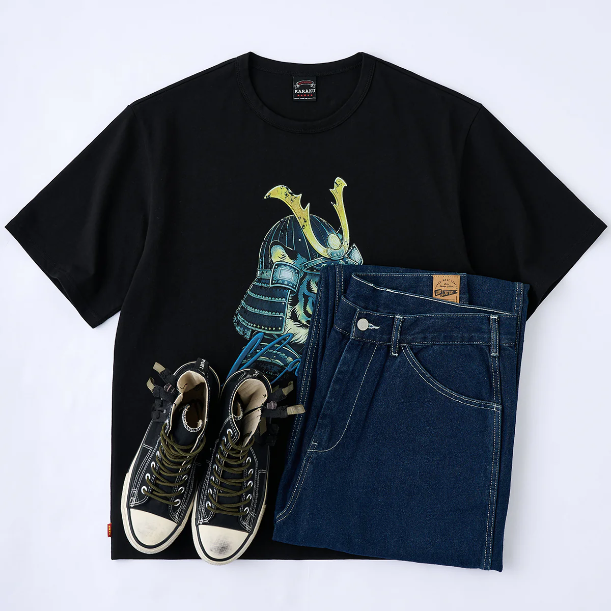 【予約】「光る目をした武将虎」プリント＆刺繍入りコットンTee - Image 14