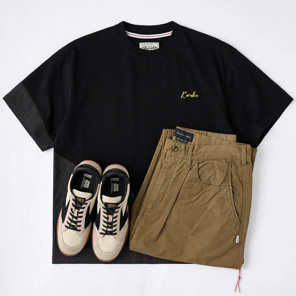 【予約】再構築 コットン天竺 × デニム切替アシンメトリーTee - Image 14