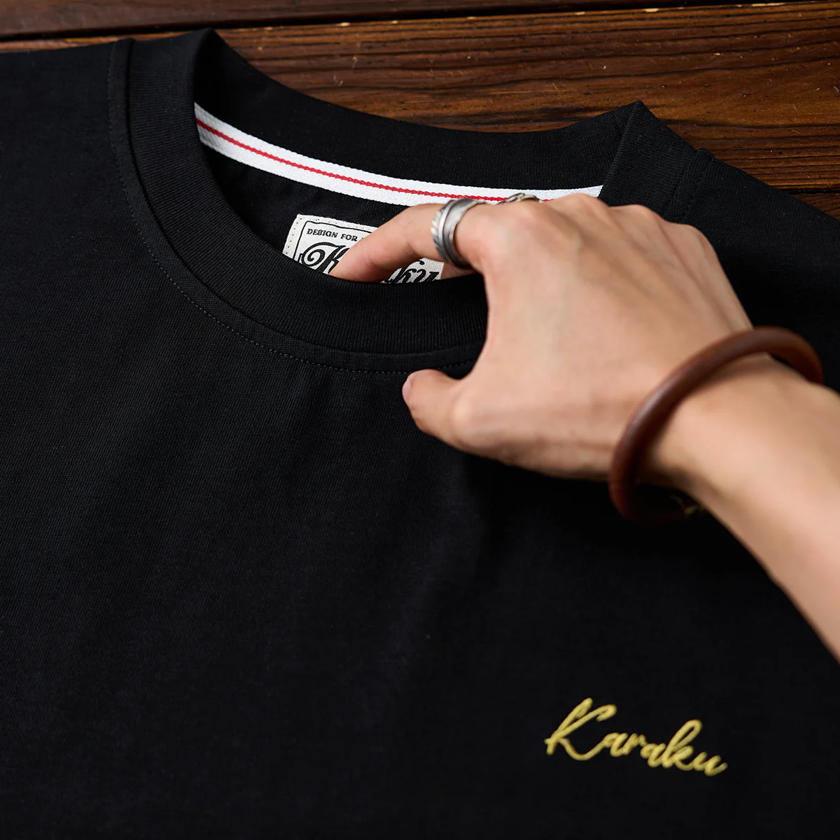 【予約】再構築 コットン天竺 × デニム切替アシンメトリーTee - Image 8
