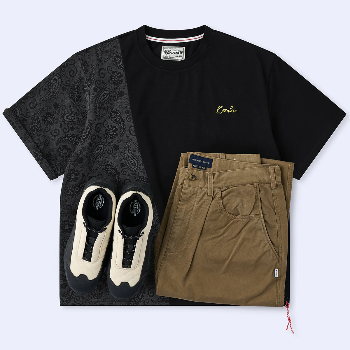 【予約】異素材パッチワーク 無地×ペイズリー柄切り替えコットンTee - Image 16