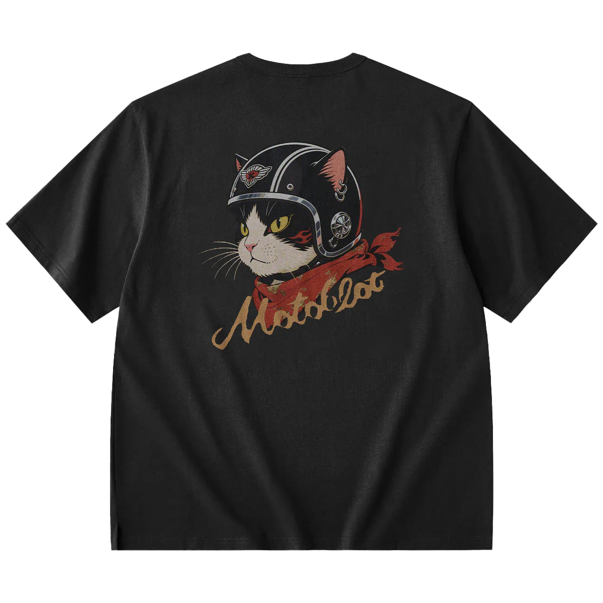 「ヘルメットを被った猫」プリント&KaraKuロゴ刺繡コットンTee 新色追加! - Image 3