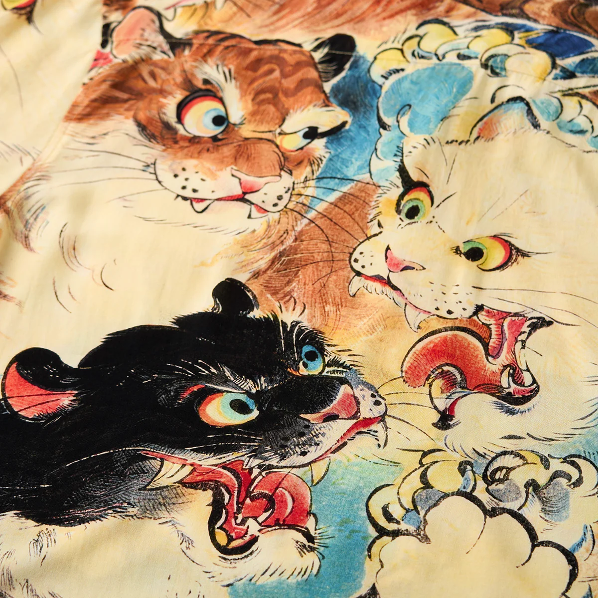 【予約】「猫の威嚇合戦」浮世絵風総柄レーヨンアロハシャツ - Image 12