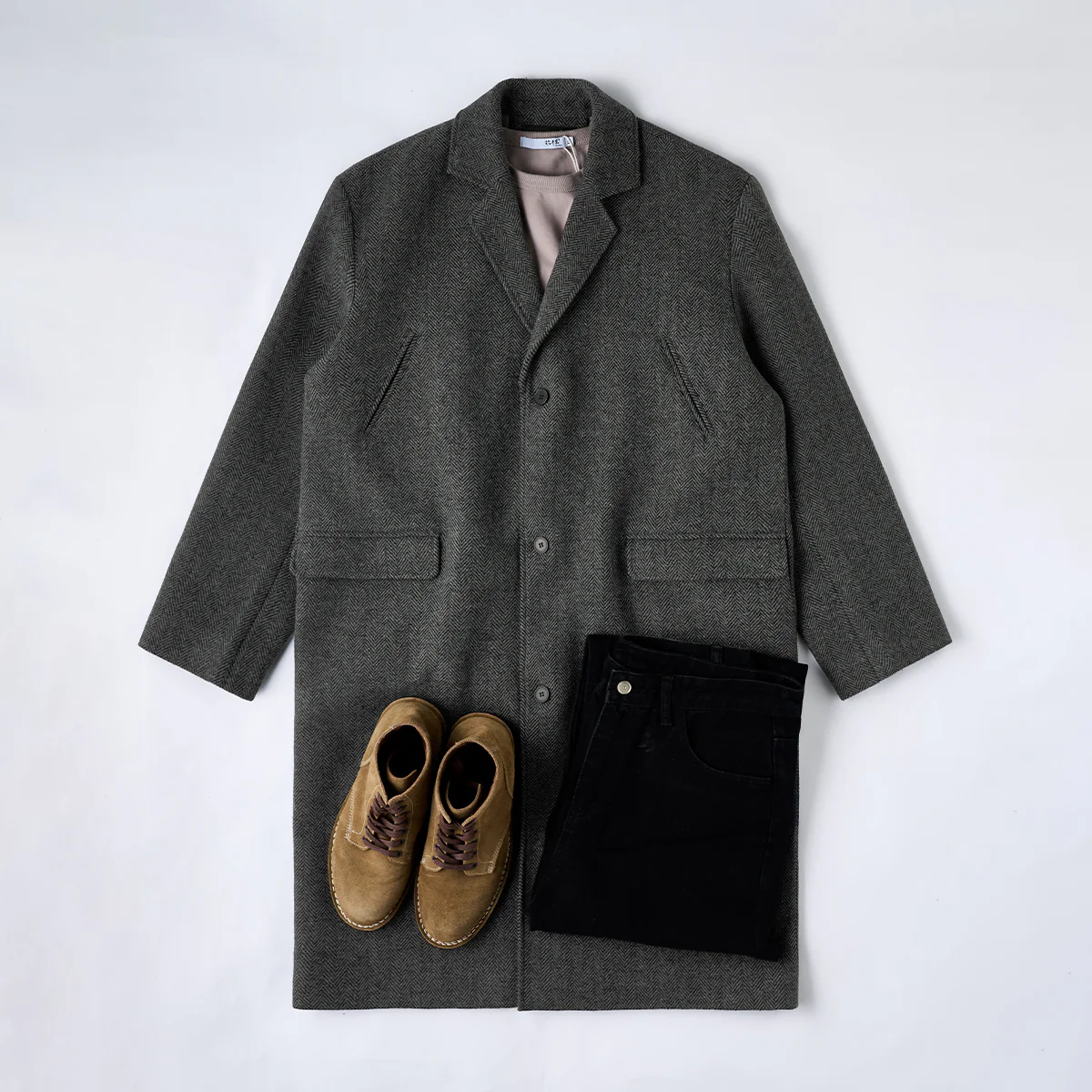 Business&Casual ヘリンボーンウール混ツイードロングコート - Image 18