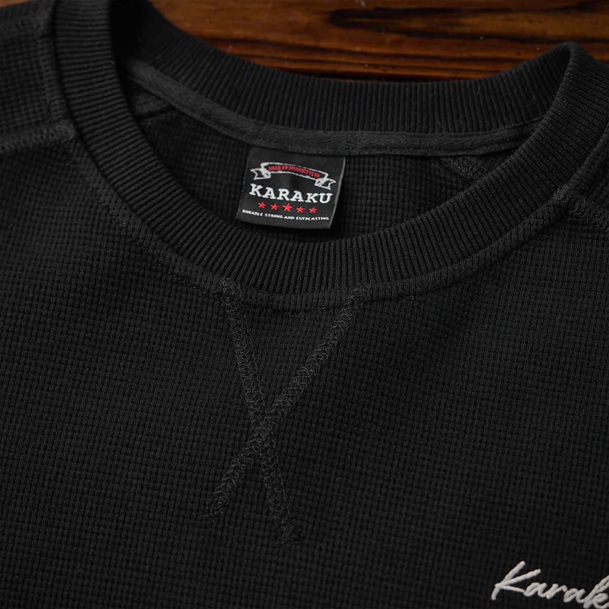 ジャガードペイズリー切替　「KaraKu」刺繡ミニワッフルスウェット - Image 9