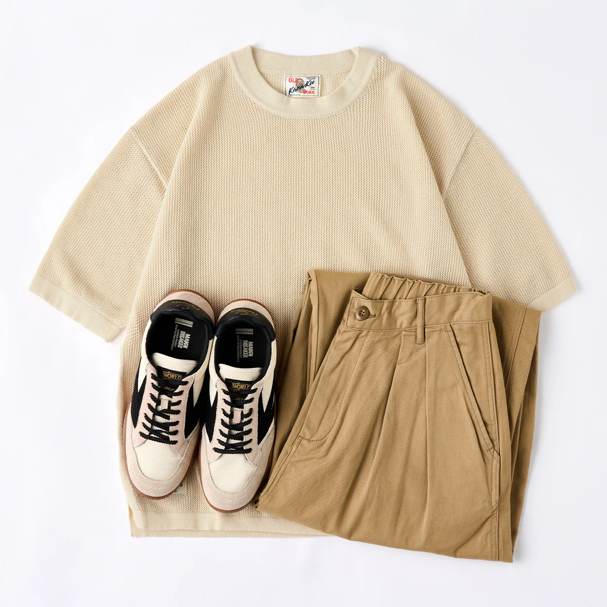 Clean Fit サイドリブ切替透かし織りニットTシャツ - Image 14