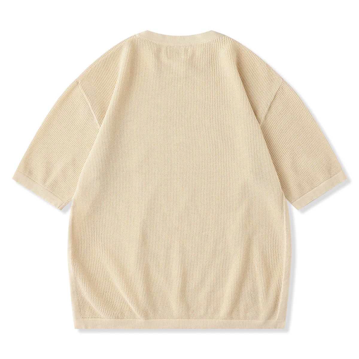 Clean Fit サイドリブ切替透かし織りニットTシャツ - Image 2