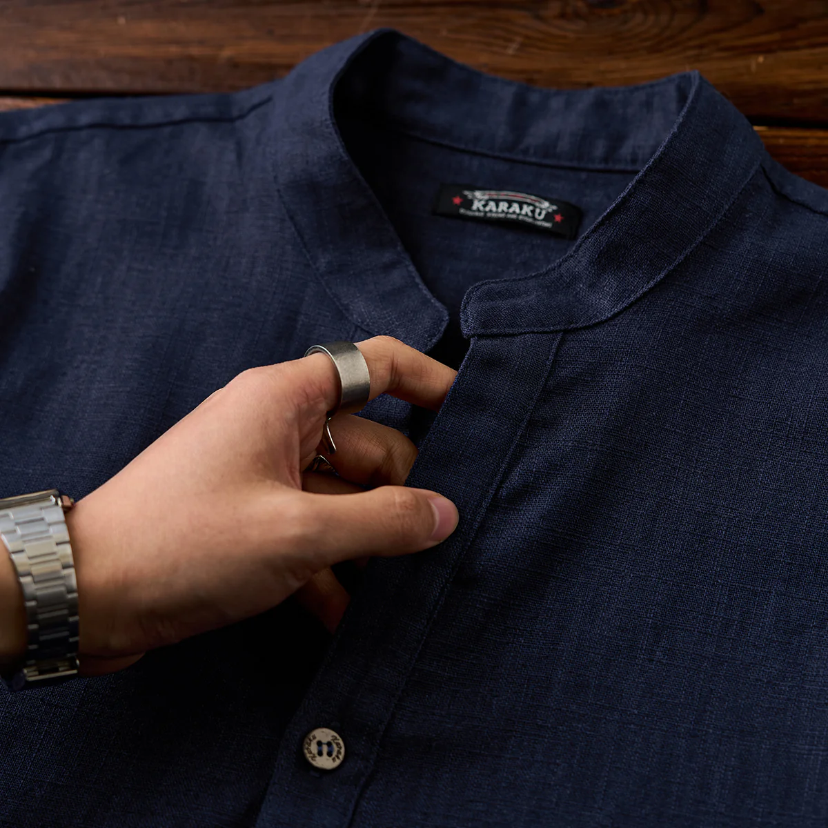 NAVY　2ボタンⅤネックコットンリネン半袖シャツ - Image 7
