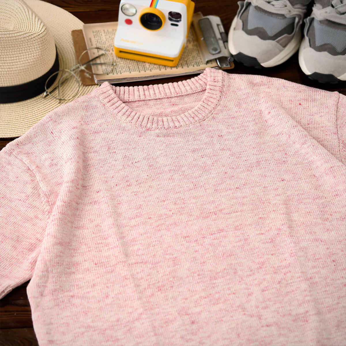 MACHO PINK メランジニットクルーネックTシャツ - Image 4