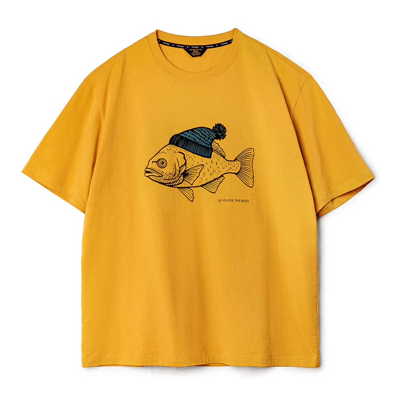 「ニット帽をかぶった深海魚」フロッキープリントコットンTee
