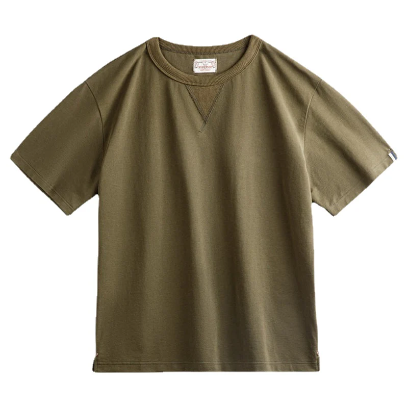 赤耳アームバンド ダブルステッチ海軍クルーネックTシャツ