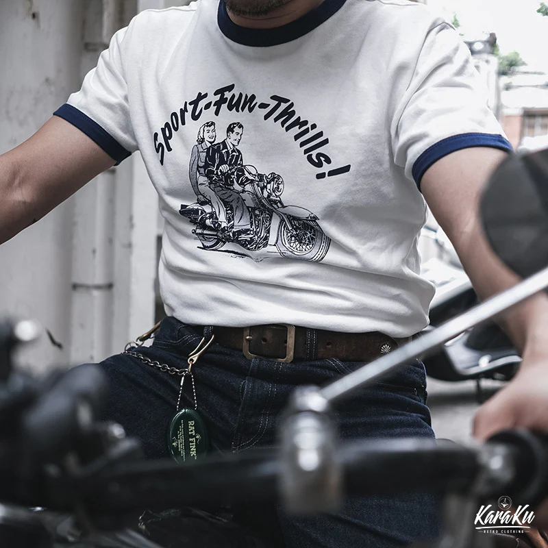 265ヘビーウェイト バイクプリントリンガーTee - Image 9