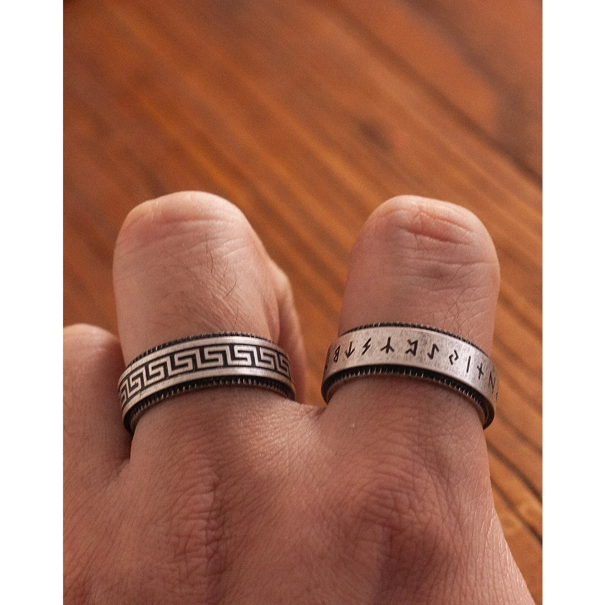 「Runes&Greek Key」2タイプ選べる ヴィンテージ仕上げスピナーリング - Image 10