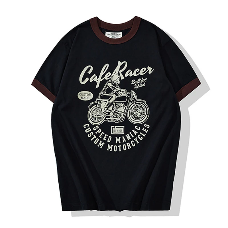 バイクプリントコットンリンガーTee　全4色 - Image 4