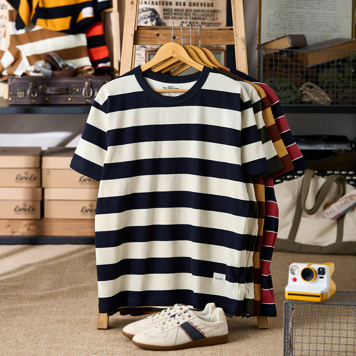 Biker Style ヘビーウェイトボーダー柄 Tee - Image 10