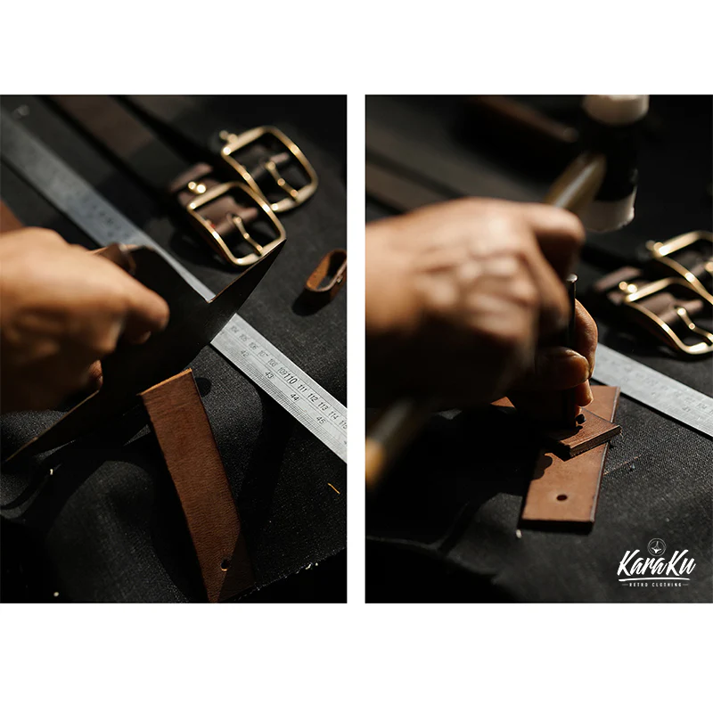 コンチョワンポイント 真鍮バックル本革ベルト - Image 13