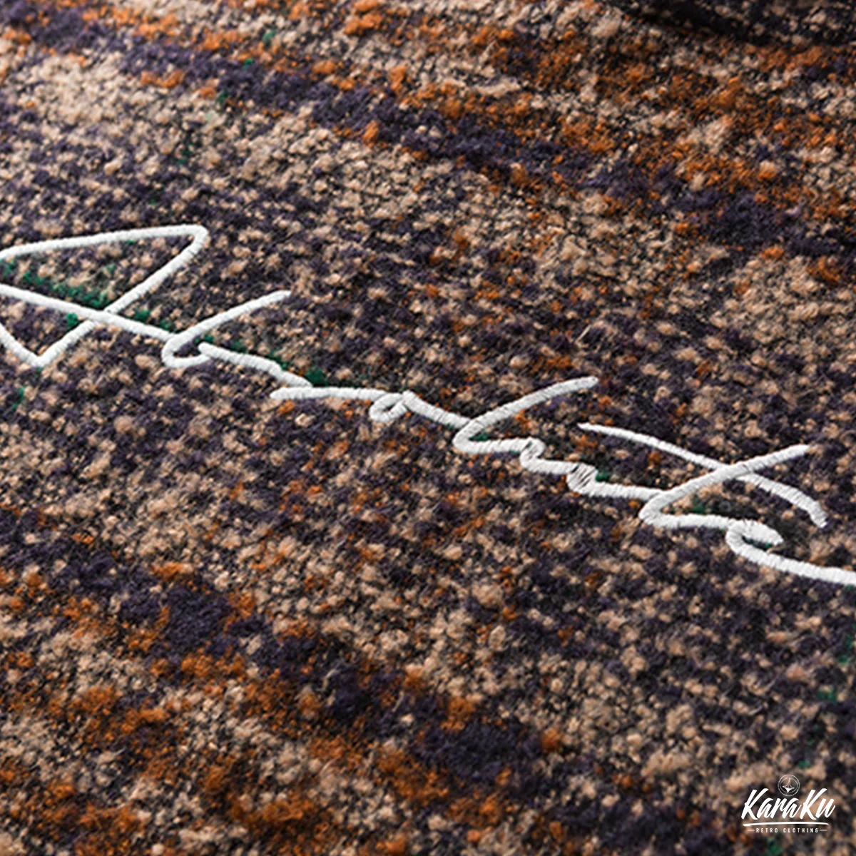 刺繡入り　ウール混ツイードチェック柄フーディー - Image 10