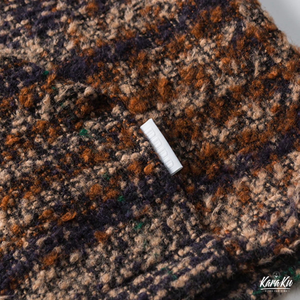 刺繡入り　ウール混ツイードチェック柄フーディー - Image 11