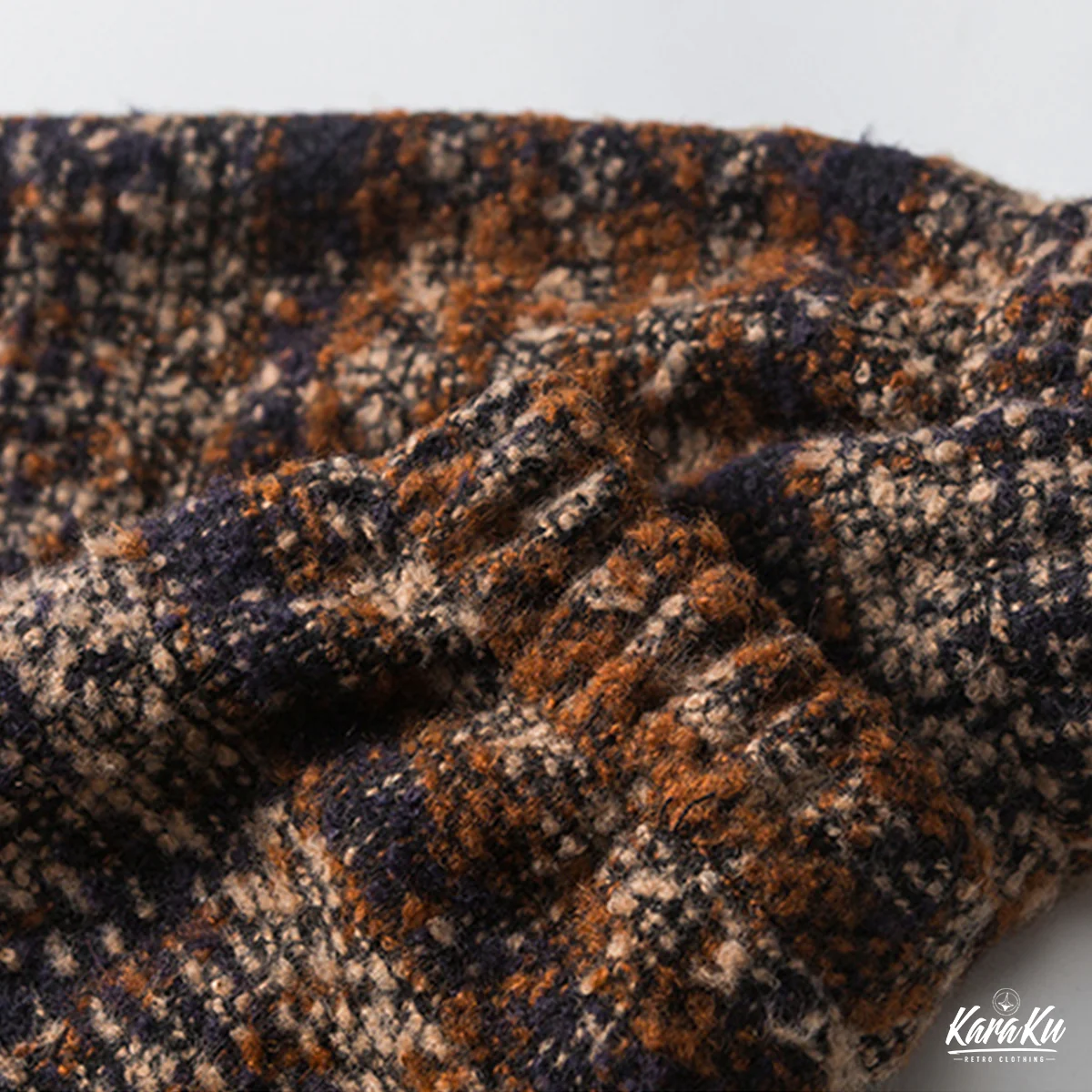 刺繡入り　ウール混ツイードチェック柄フーディー - Image 12